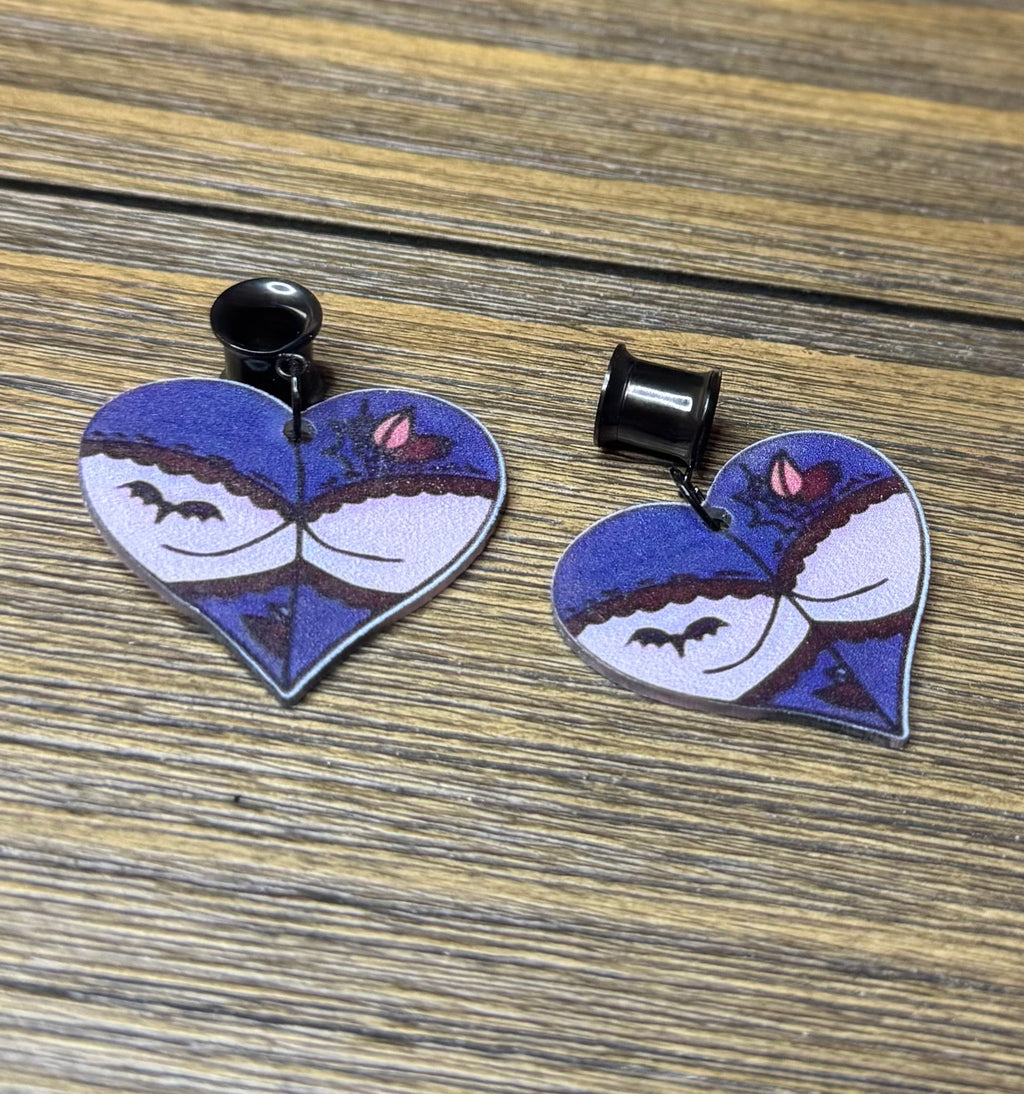 Goth Girl Butt Dangle Ear Tunnels
