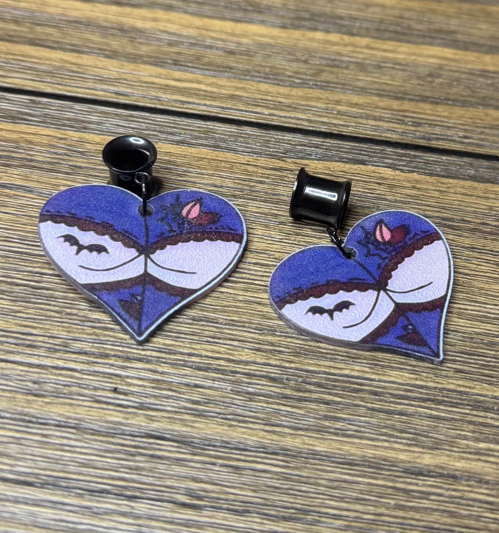 Goth Girl Butt Dangle Ear Tunnels
