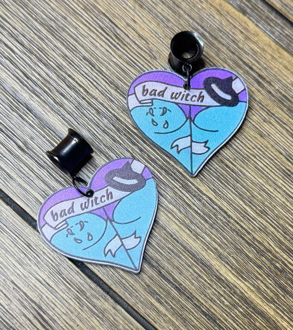 Bad Witch Girl Butt Dangle Ear Tunnels