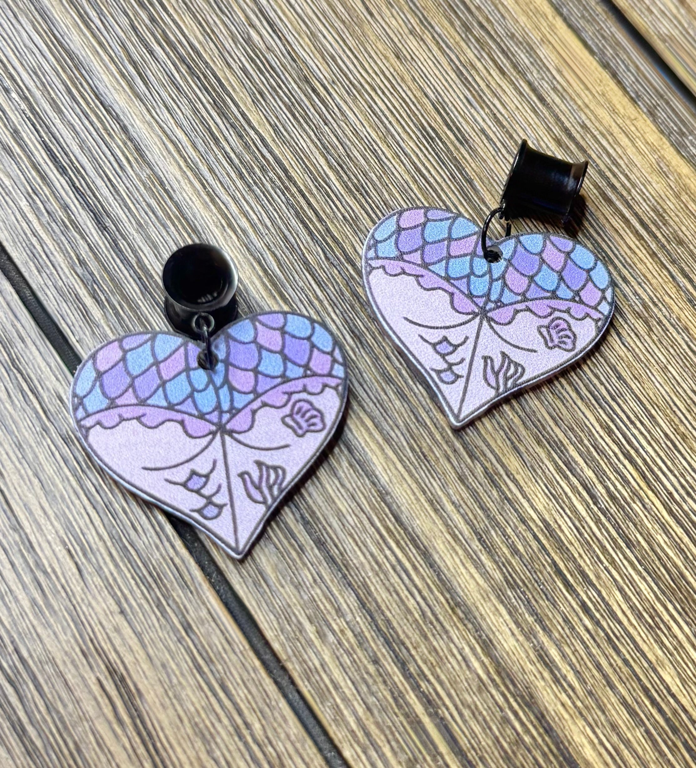 Mermaid Girl Butt Dangle Ear Tunnels