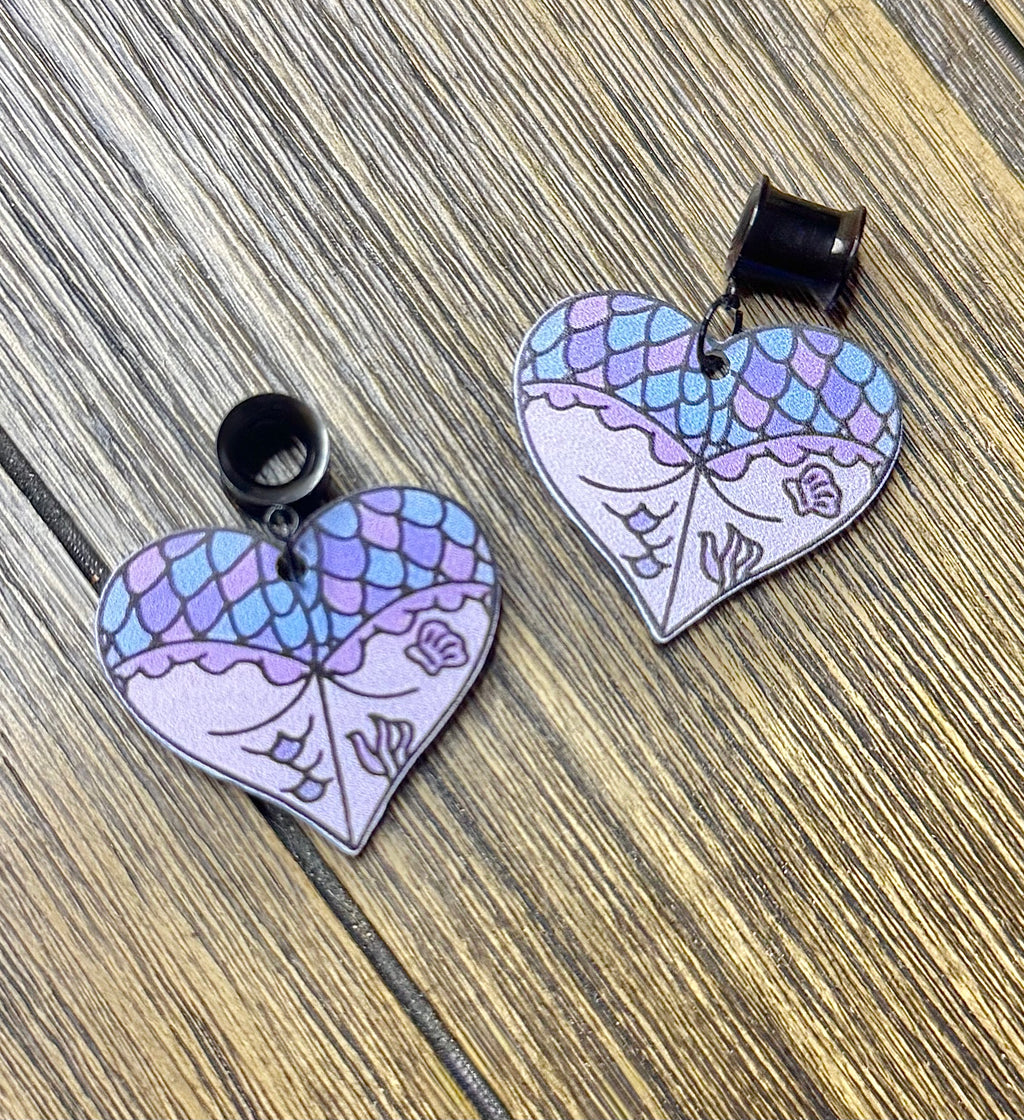 Mermaid Girl Butt Dangle Ear Tunnels
