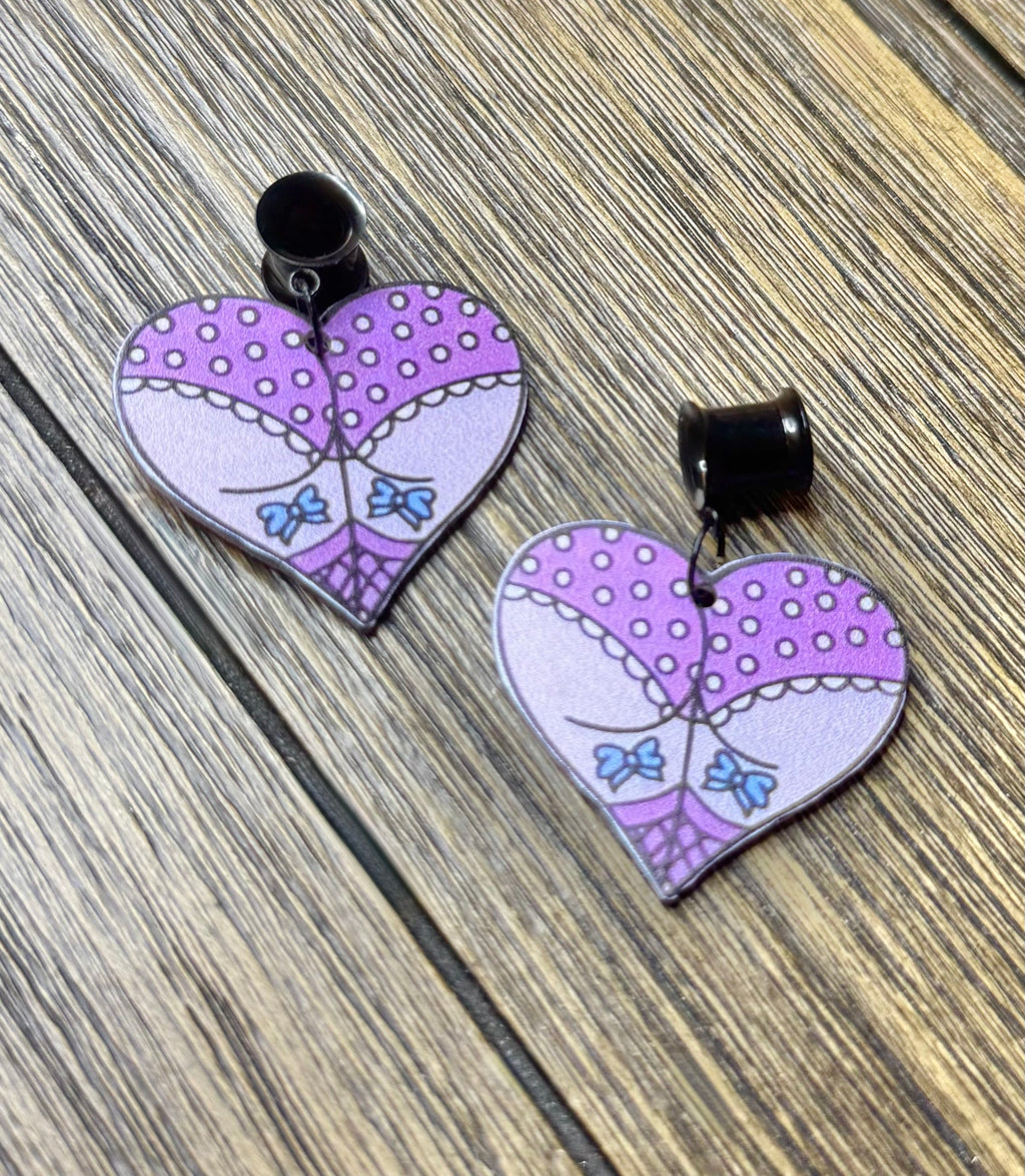 Goth Girl Butt Dangle Ear Tunnels