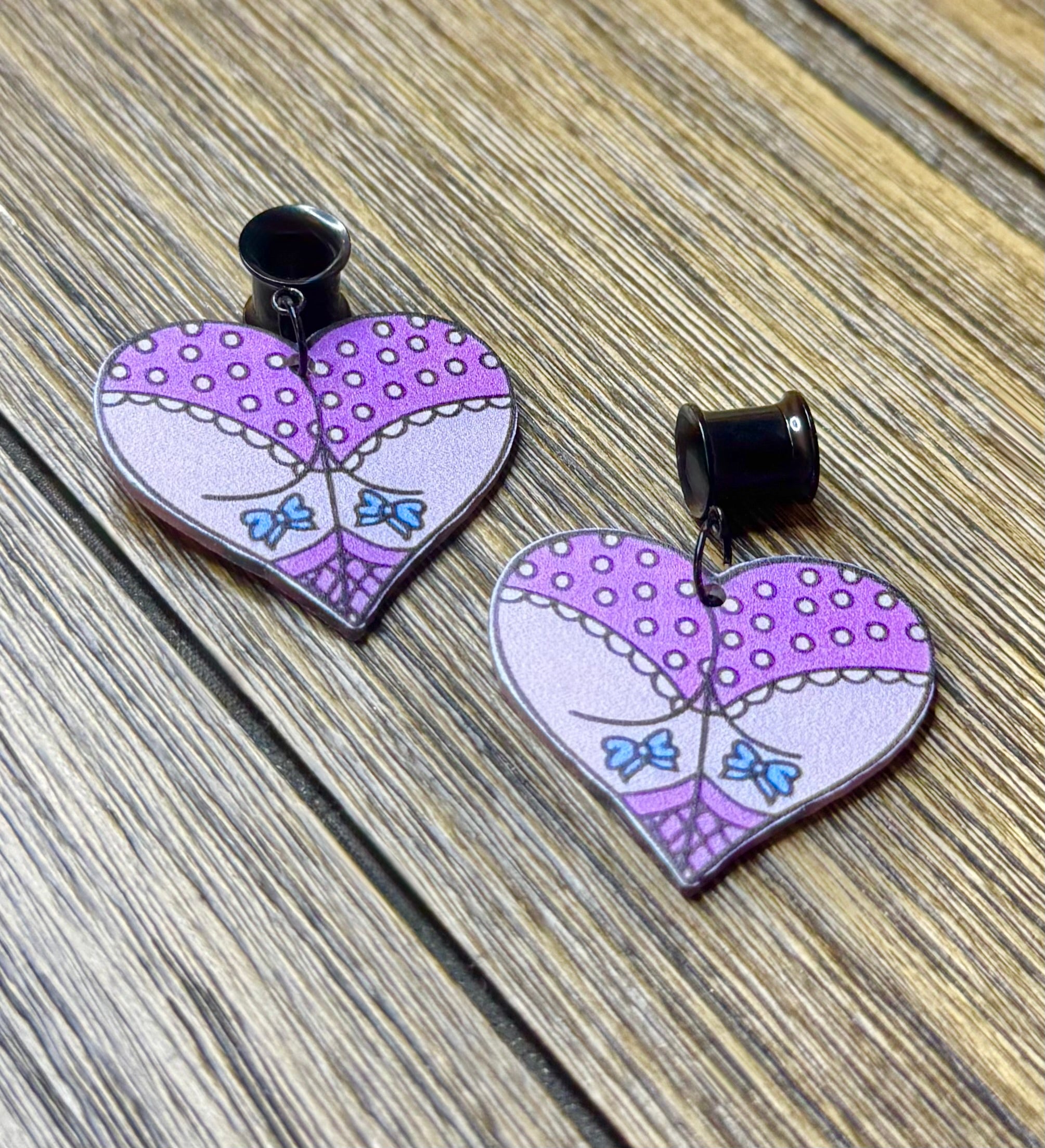 Goth Girl Butt Dangle Ear Tunnels