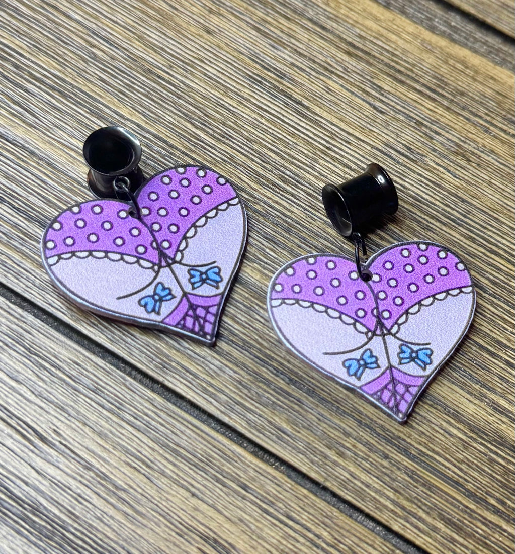 Goth Girl Butt Dangle Ear Tunnels