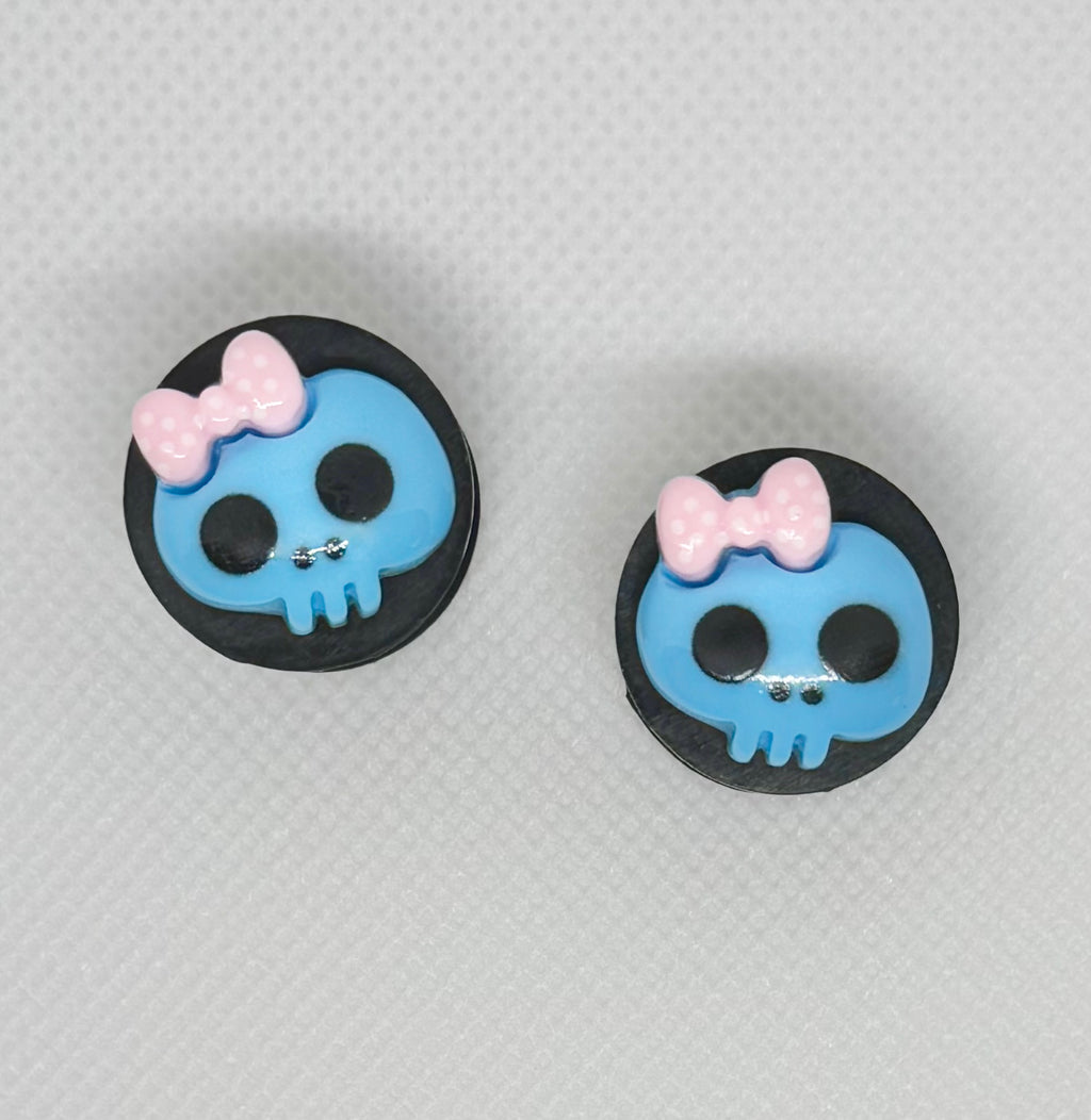 Blue Girlie Skull Ear Plugs