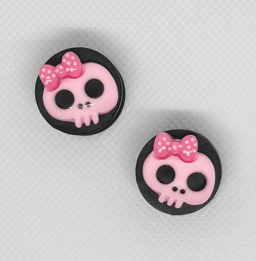 Light Pink Girlie Skull Ear Plugs