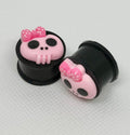 Light Pink Girlie Skull Ear Plugs