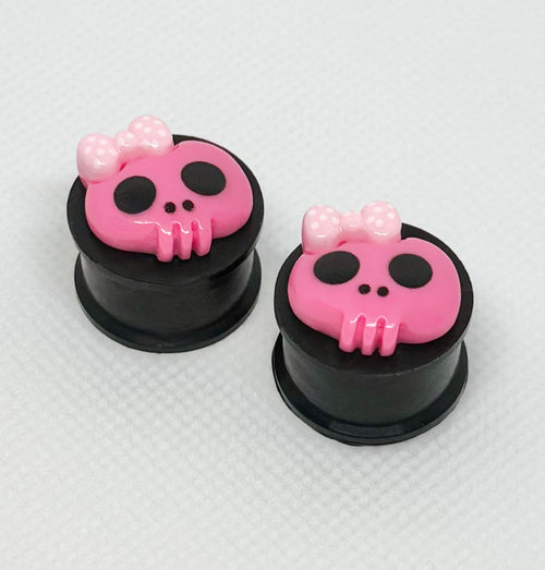 Hot Pink Girlie Skull Ear Plugs