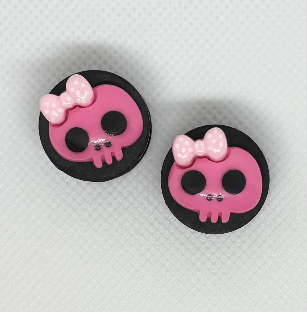 Hot Pink Girlie Skull Ear Plugs